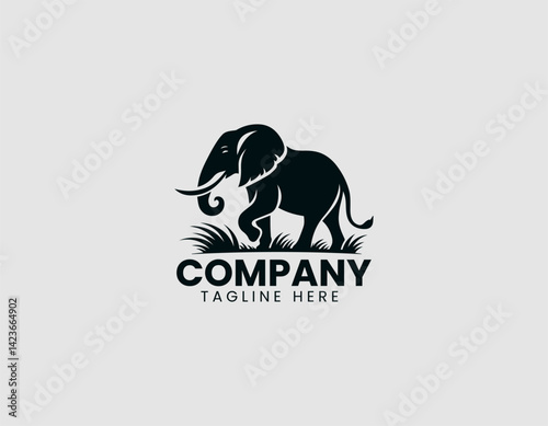 Elephant Walking in Profile Vector Logo Design
