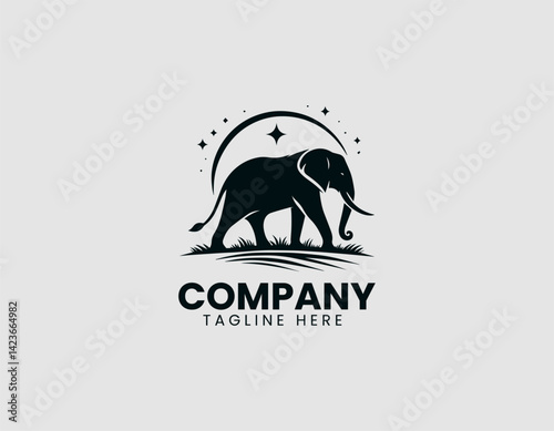 Elephant Walking in Profile Vector Logo Design