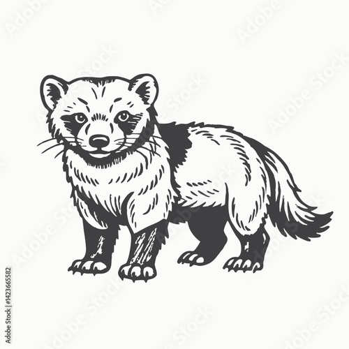 Cute Badger. Baby badger standing. Vector illustration wild badger character design 