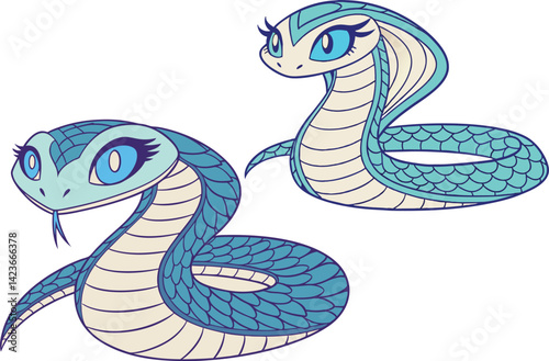 King Cobra Snake Illustration Ophiophagus Hannah in Striking Detail