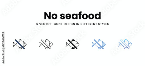 No seafood vector icons set stock illustration