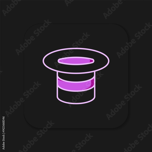 Filled outline Magic hat icon isolated on black background. Magic trick. Mystery entertainment concept. Flat filled outline style with shadow. Vector