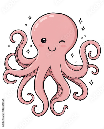 Cute cartoon octopus with a playful expression.