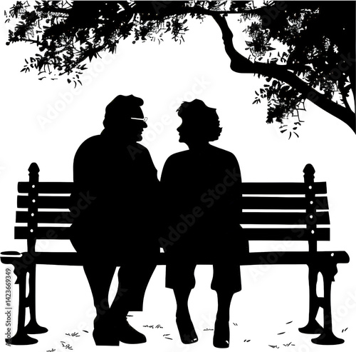 Obraz na płótnie Couple sitting together on bench w salonie