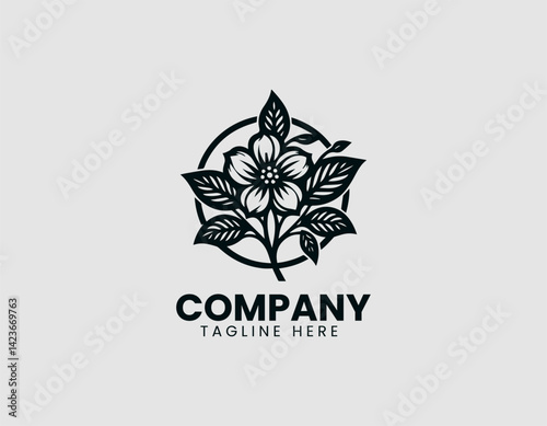 Elegant Line Art Dogwood Flower Vector Logo Design