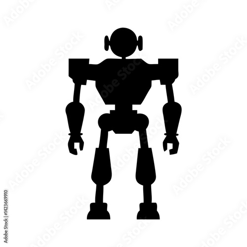 Silhouette of a black robot android illustration for ai technology and futuristic design concept