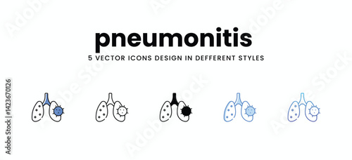 pneumonitis  vector icons set stock illustration