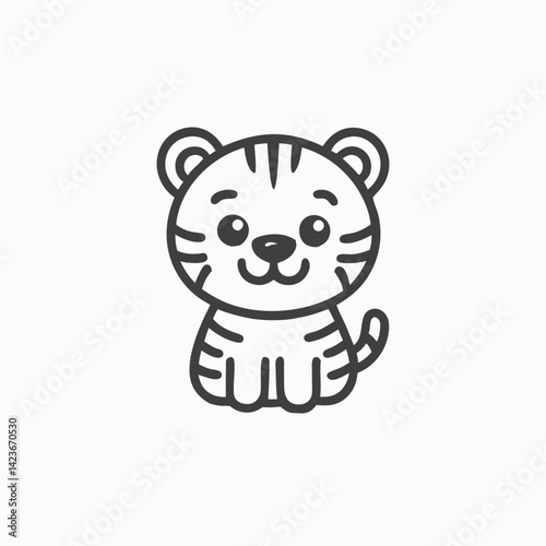 Little Cute Tiger Cartoon Character logo, Icon, element. Vector illustration