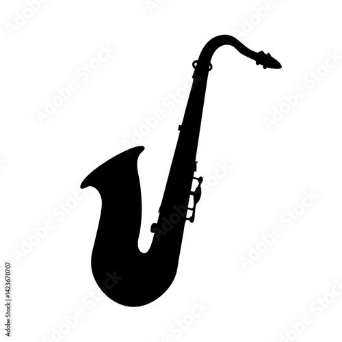 Saxophone silhouette vector illustration for jazz music lovers and musical instrument enthusiasts design