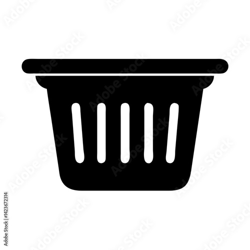 Laundry basket vector icon illustration for washing clothes and home organization and storage solution