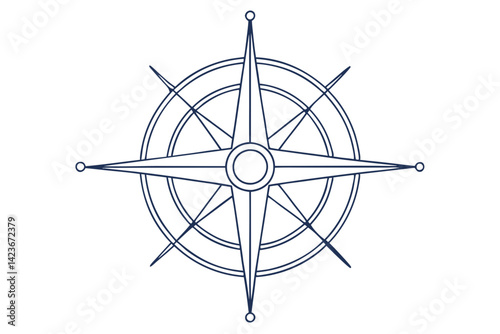 Navigation Compass Line Drawing Vector
