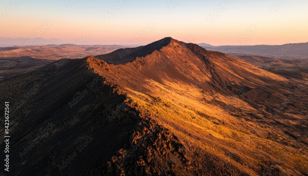Fototapeta premium Volcanic mountain ridge at sunrise