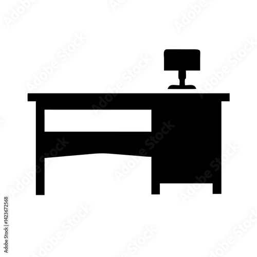 Office desk with lamp vector illustration for workspace furniture design and interior decor