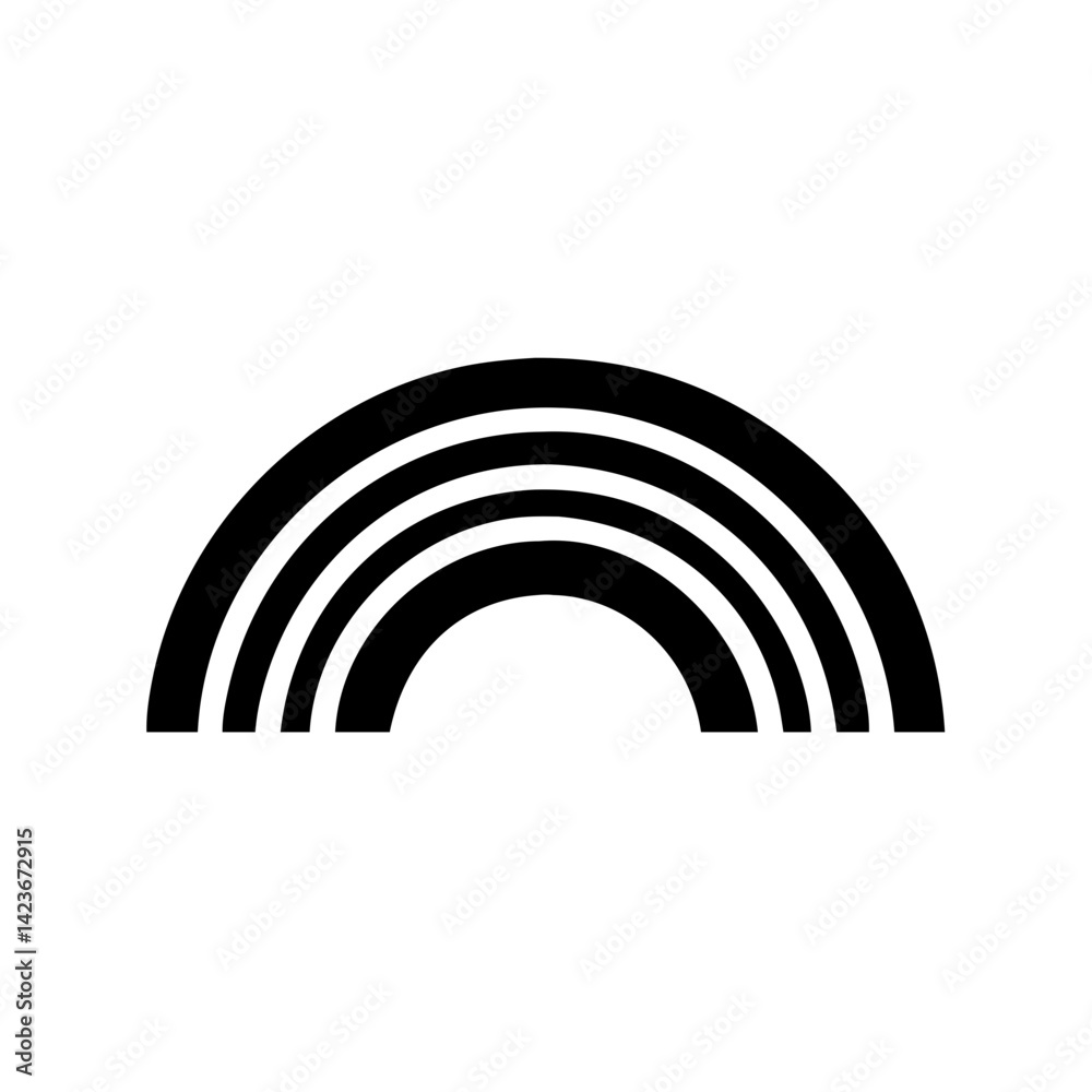 Rainbow illustration vector art graphic design black and white simple cute clipart icon image