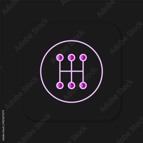 Filled outline Gear shifter icon isolated on black background. Manual transmission icon. Flat filled outline style with shadow. Vector