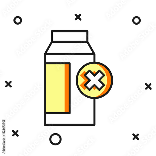 Filled outline Lactose intolerance icon isolated on white background. Not allow milk. Allergy concept, lactose intolerance allergy warning sign. Flat filled outline style with shadow. Vector