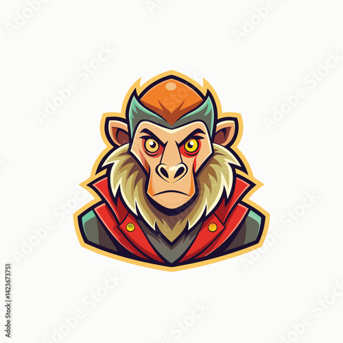Wallpaper Mural Smiling cartoon mandrill baboon minimalist head logo, Icon, element. Vector illustration Torontodigital.ca