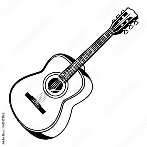 Acoustic Guitar Outline Illustration