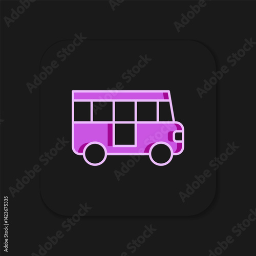 Filled outline School Bus icon isolated on black background. Public transportation symbol. Flat filled outline style with shadow. Vector