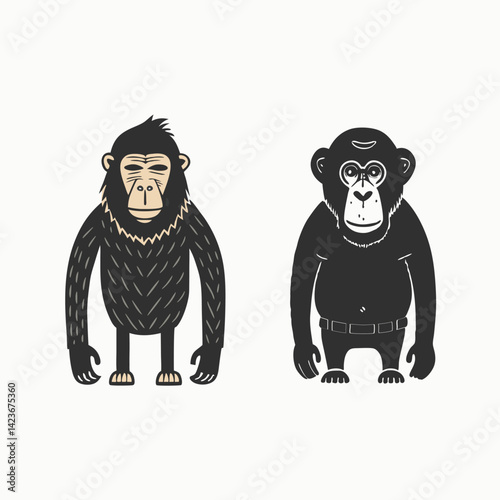 Cartoon funny two baboon. Baboon icon. Cartoon illustration of baboon icon for web isolated on white background