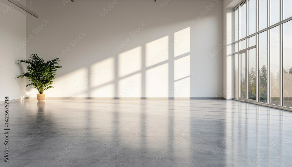 Empty modern space with sunlight Empty modern space with sunlight