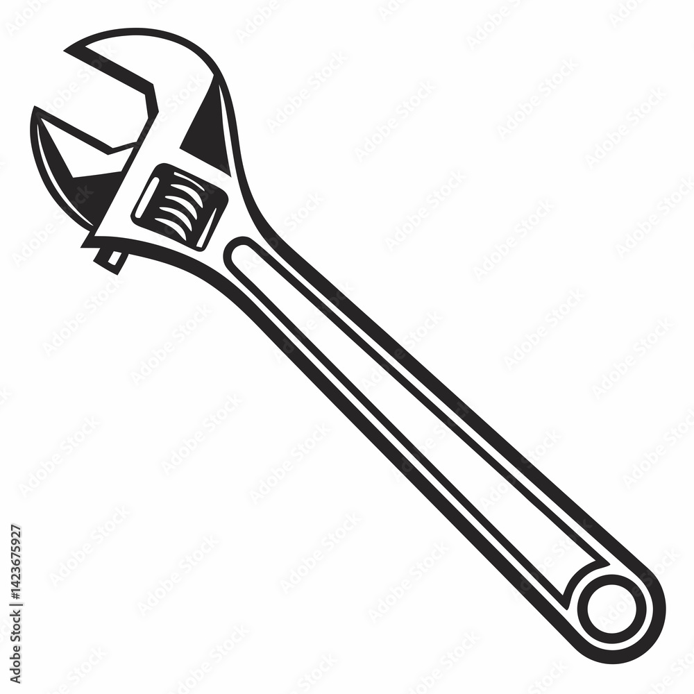 Obraz premium Adjustable Wrench Outline