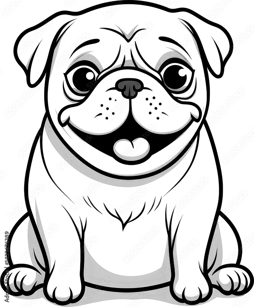 Fototapeta premium Adorable black pug dog illustration