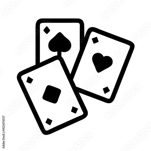 Playing cards icon illustration featuring spade heart diamond suits for casino games and poker