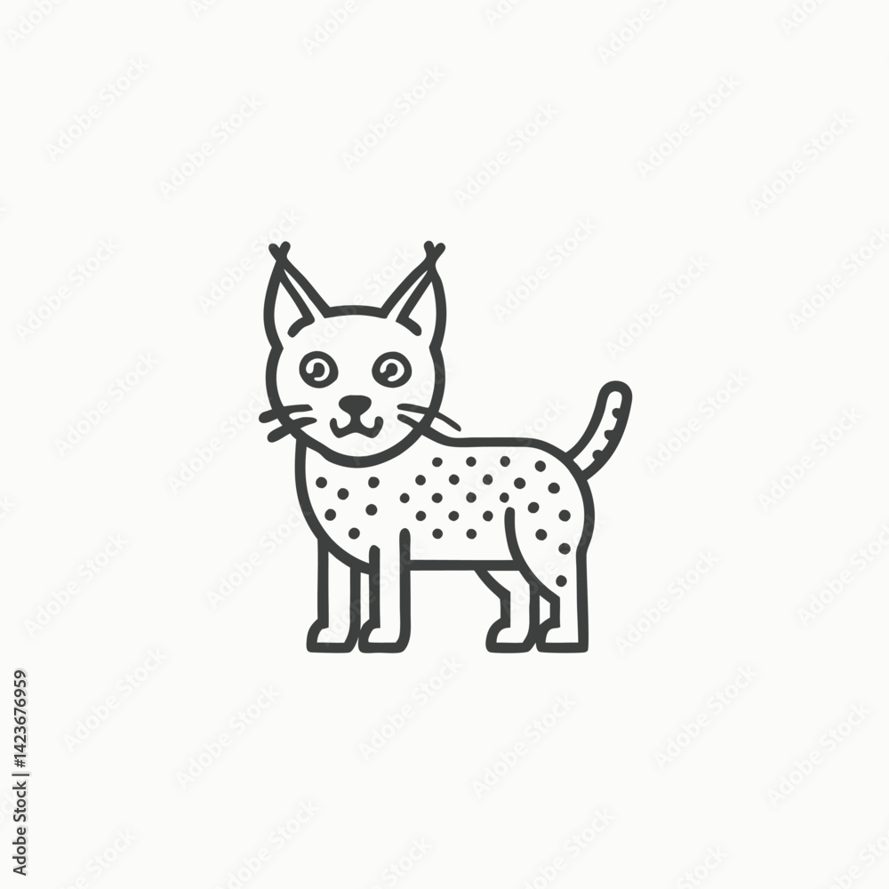 Obraz premium Eurasian lynx or Lynx lynx. Big wild cats. Animals of Europe, Asia and America minimalist head logo, Icon, element. Vector illustration