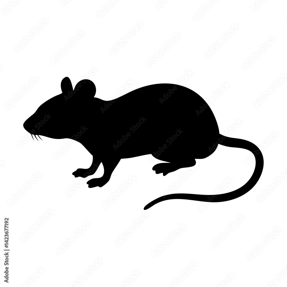 Obraz premium Black rat silhouette vector image for graphic design and animal illustration projects isolated art