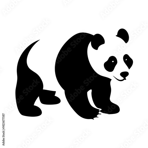 Isolated panda bear vector illustration, cute animal silhouette for logo and graphic design needs