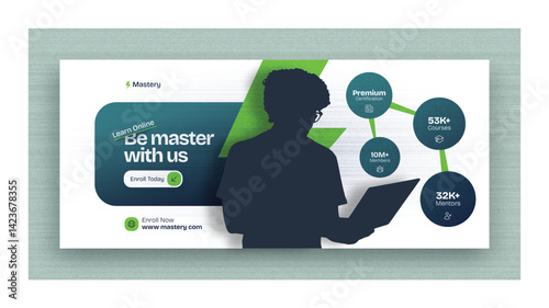 Facebook cover web banner design template for digital training academy online course sale platforms