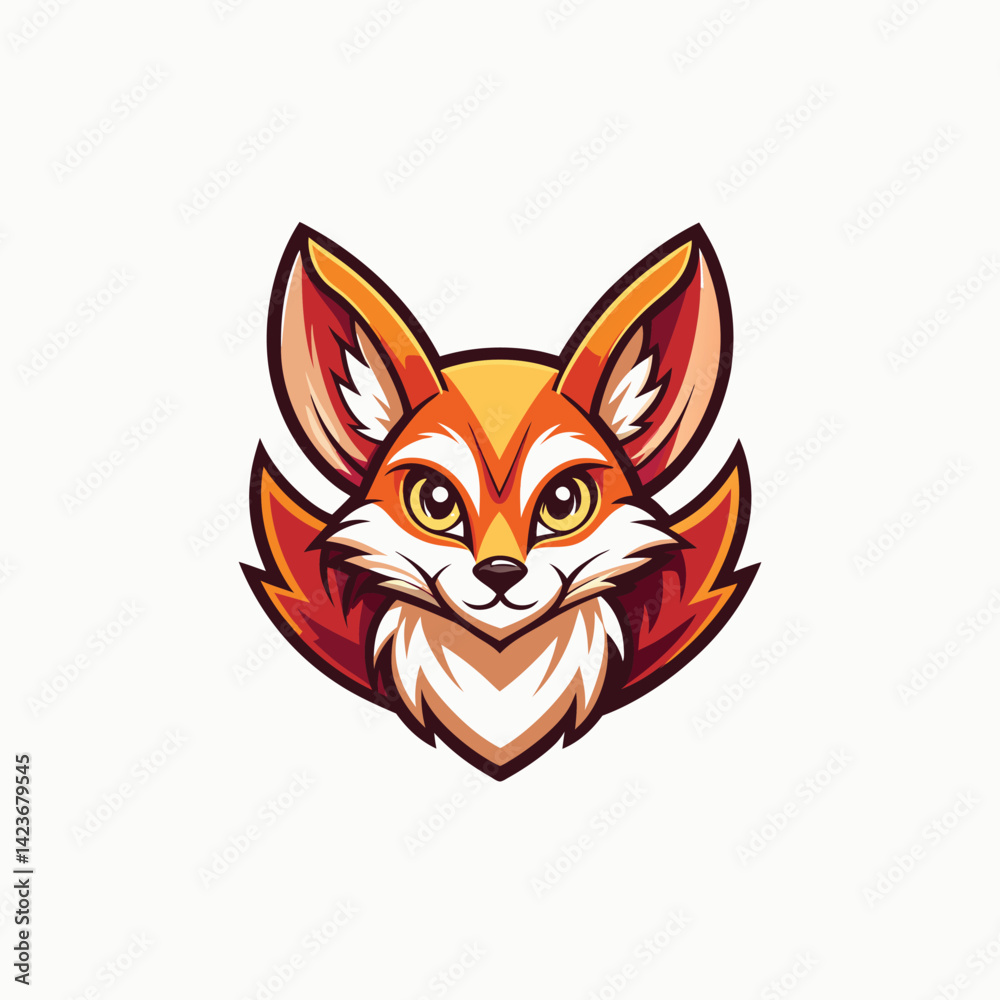 Fototapeta premium Pretty Fennec fox minimalist head logo, Icon, element. Vector illustration