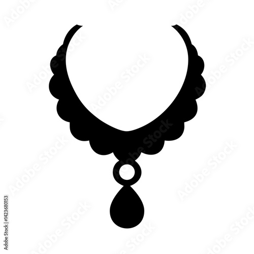 Elegant black necklace with teardrop pendant vector illustration jewelry fashion accessory design