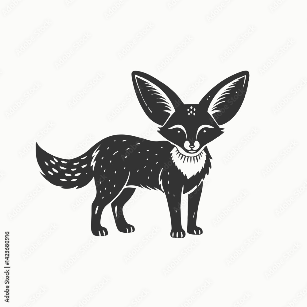 Obraz premium vector drawing sketch of animal, hand drawn fennec fox, isolated White Background