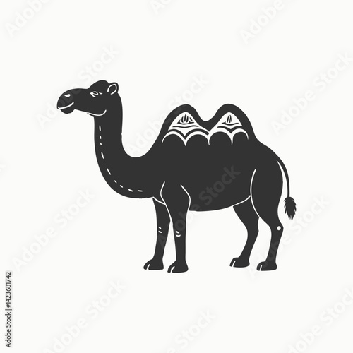 Cartoon trendy design . African desert animal. Camels sideways illustration