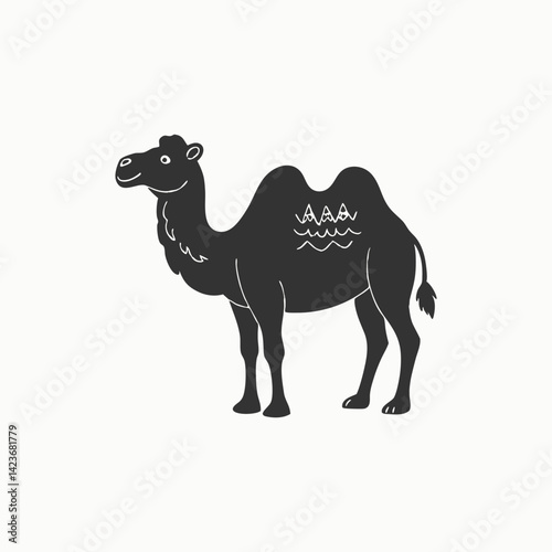 Cartoon trendy design . African desert animal. Camels sideways illustration