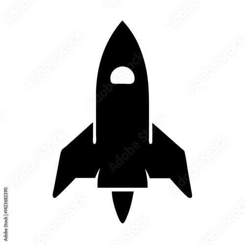 Fototapeta Naklejka Na Ścianę i Meble -  Rocket ship vector icon black and white illustration for space travel and exploration designs project