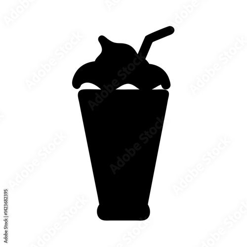 Delicious frappe milkshake with whipped cream and straw vector illustration graphic design