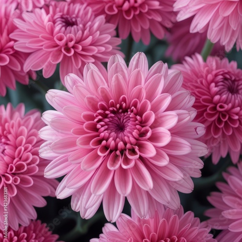 A closeup reveals the beautiful pink petals of a blooming chrysanthemum flower, a floral wonder of nature