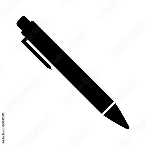 Black pen vector illustration writing instrument office supply stationery tool drawing design element