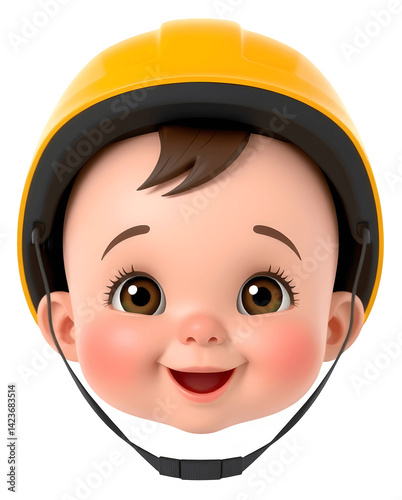 헬멧을 쓴 귀여운아기3D