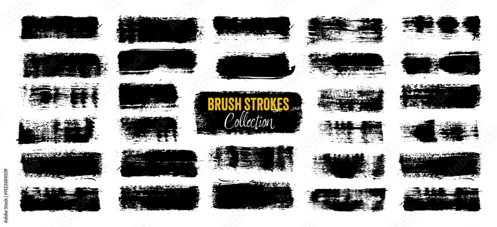 Grunge brush strokes, lines, ink smudges, hand-drawn scribble shapes. Handmade sketchy marks, acrylic stains, charcoal streaks. Paint textures, dry brush effect. Marker underline. Vector illustration