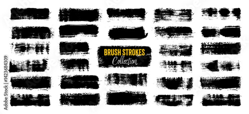 Obraz na płótnie Grunge brush strokes, lines, ink smudges, hand-drawn scribble shapes. Handmade sketchy marks, acrylic stains, charcoal streaks. Paint textures, dry brush effect. Marker underline. Vector illustration w salonie