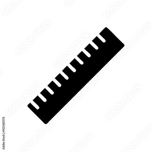 Illustration of a black ruler for measuring length and distance in construction and design work