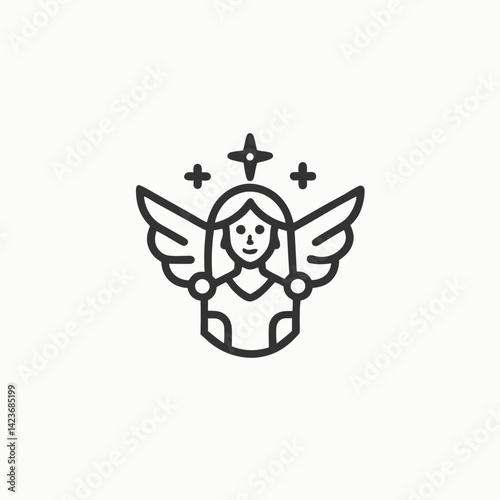 Virgo zodiac symbol, hand drawn in engraving style. Minimalist head logo, Icon, element. Vector illustration