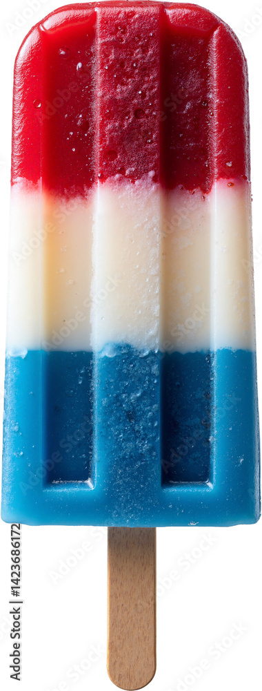 Vibrant Red, White, and Blue Popsicle Isolated on Transparent Background for Summer Marketing and Patriotic Promotions