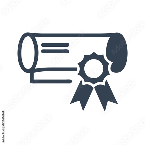 Certificate diploma award achievement graduation degree scroll document education icon vector