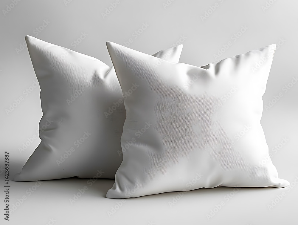 Two White Pillows On Light Background Shows Detailed Texture