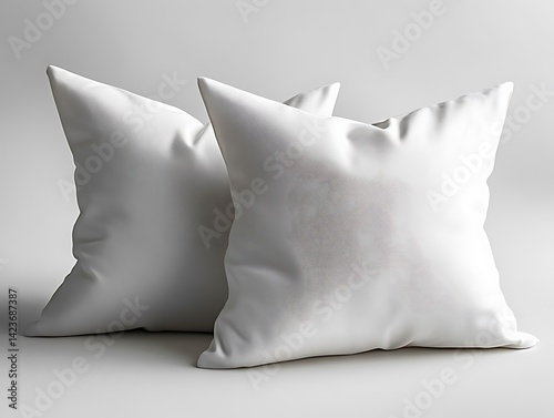 Obraz na płótnie Two White Pillows On Light Background Shows Detailed Texture w salonie